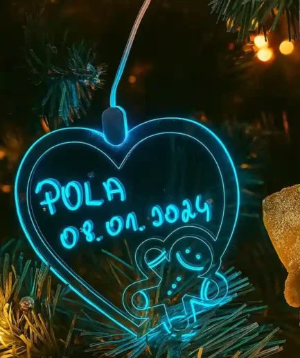 Bombka LED Serduszko Piernik do personalizacji – ozdoba świąteczna Lumitree