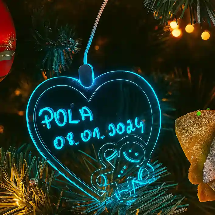Bombka LED Serduszko Piernik do personalizacji – ozdoba świąteczna Lumitree